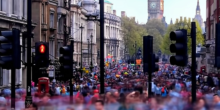crowded people visiting trafalgar square