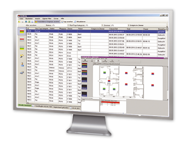 Desktop monitor displaying a Call Logging Software