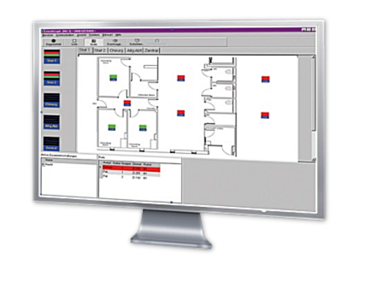 Desktop monitor displaying a Graphical Call Management Software