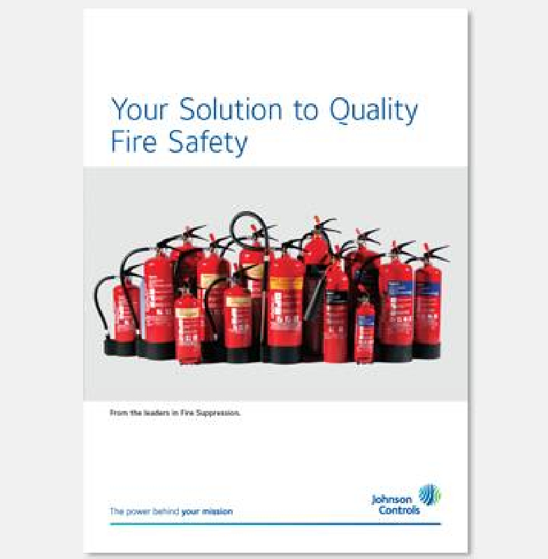 Cover of a Johnson Controls brochure on solutions to quality fire safety