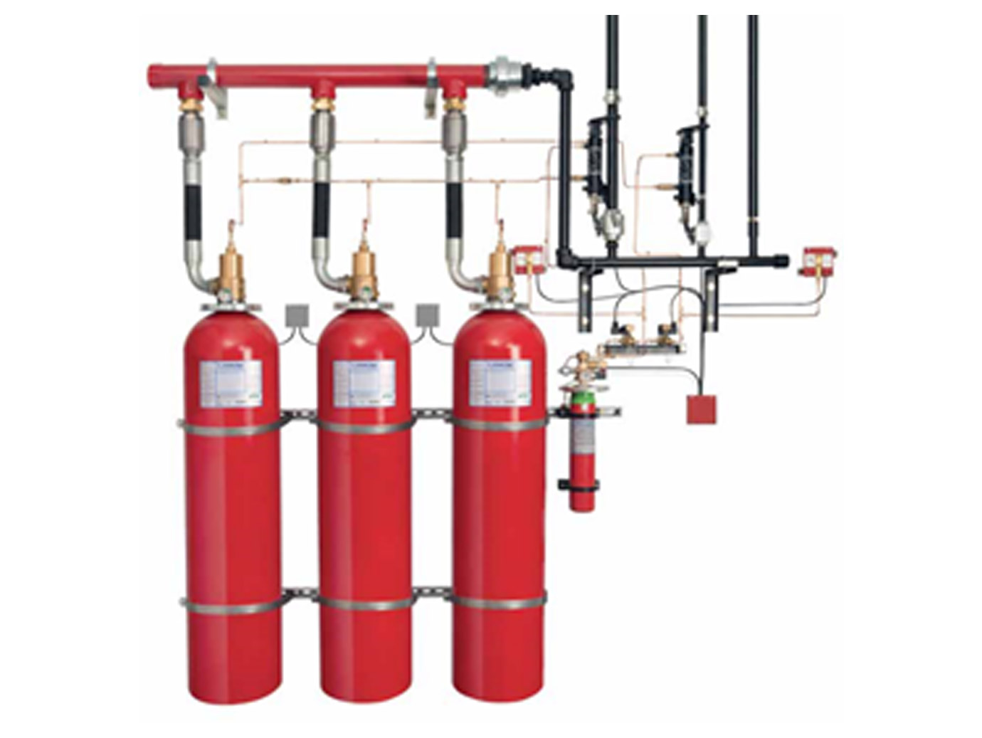 A wall mounted fire extinguisher, ready for emergencies.