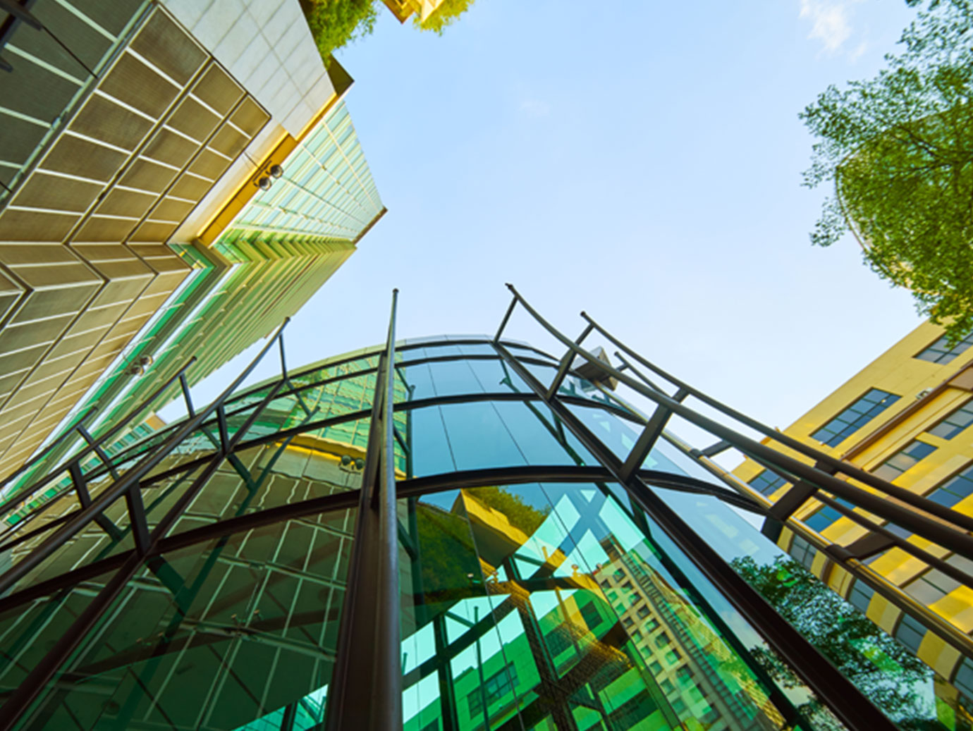 Frog's eye view of tall buildings