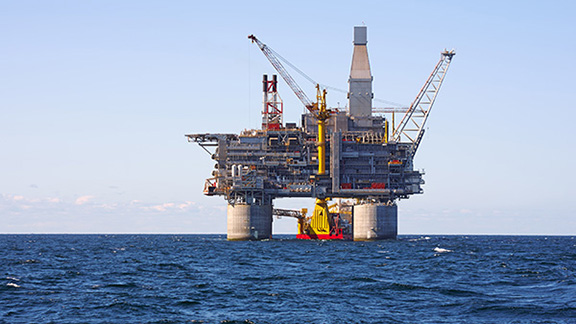 An offshore oil rig platform
