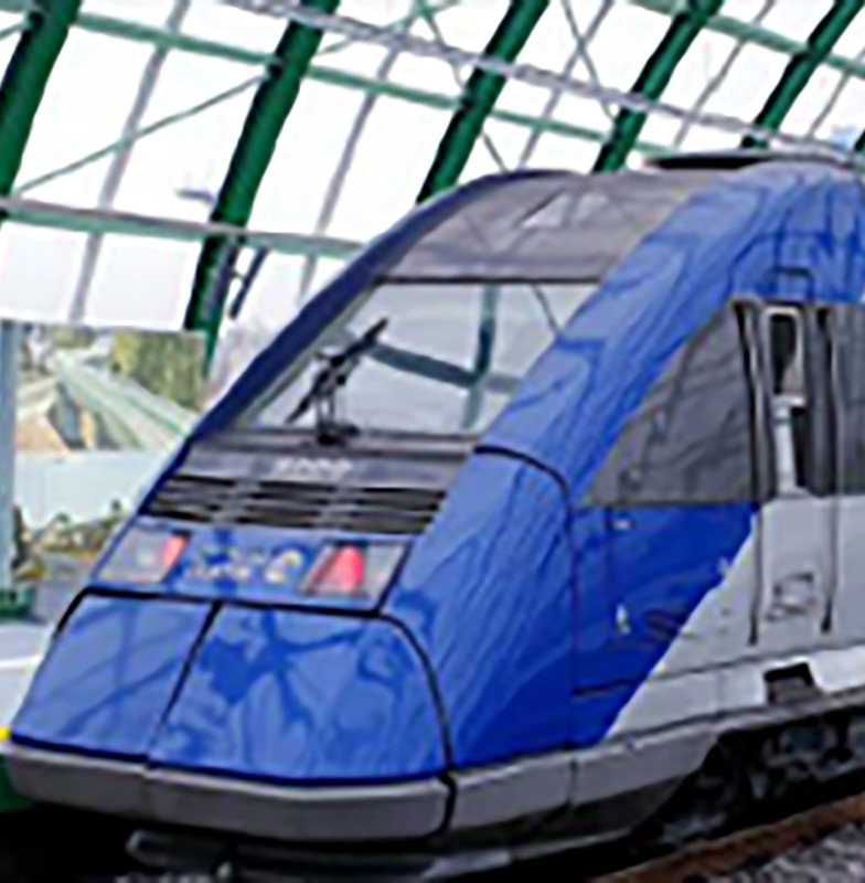 A train at the Otopeni Airport Railway Terminal in Romania