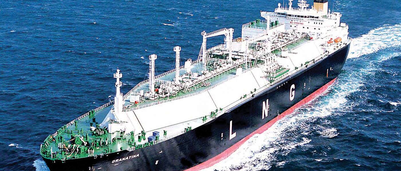 An LNG ship sailing in the open ocean