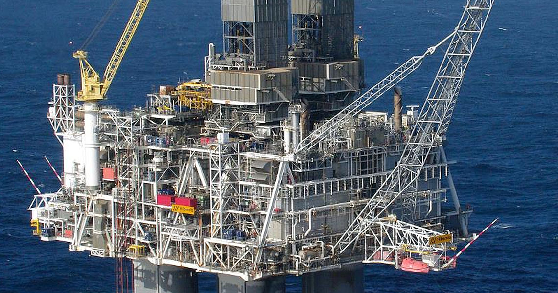 An oil rig on the ocean