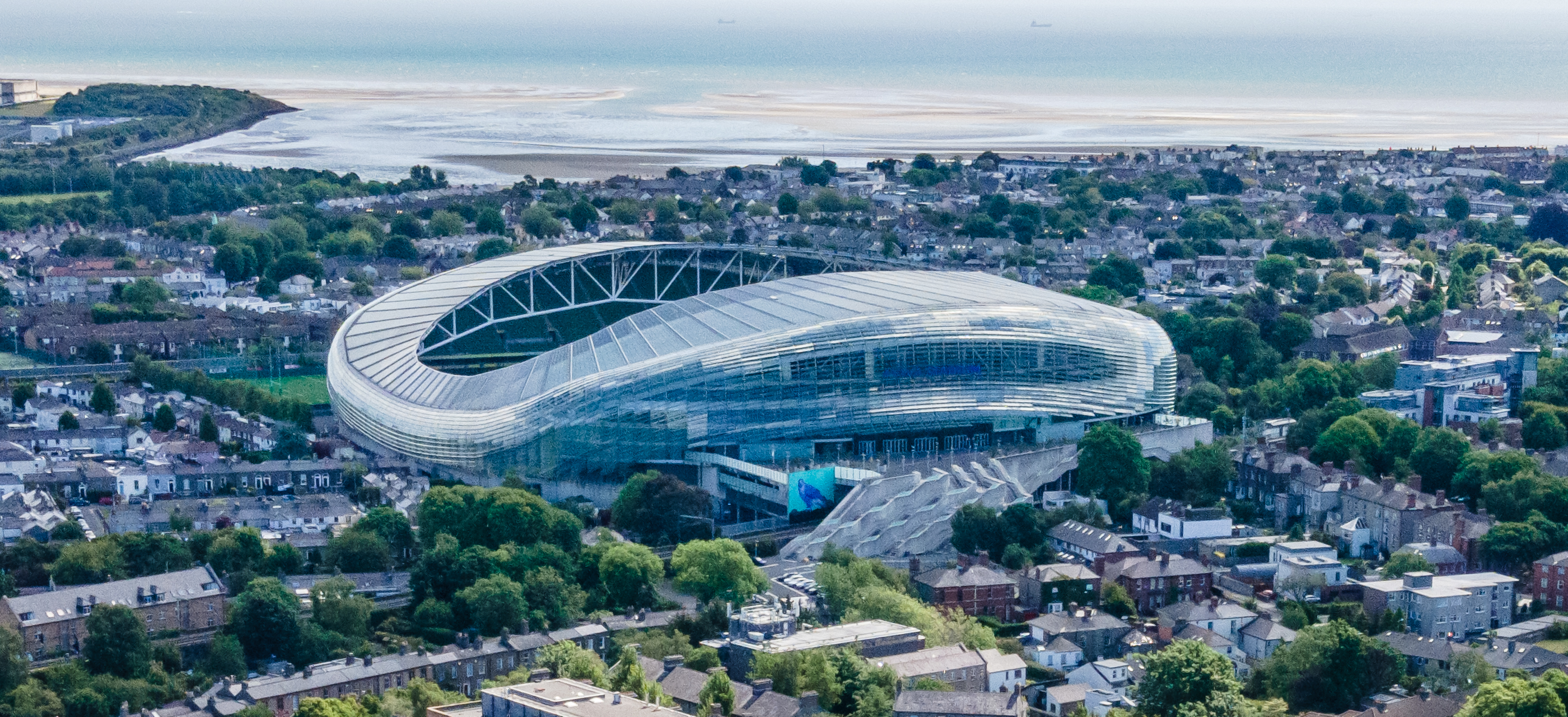 Wide-angle shot of Aviva Stadium