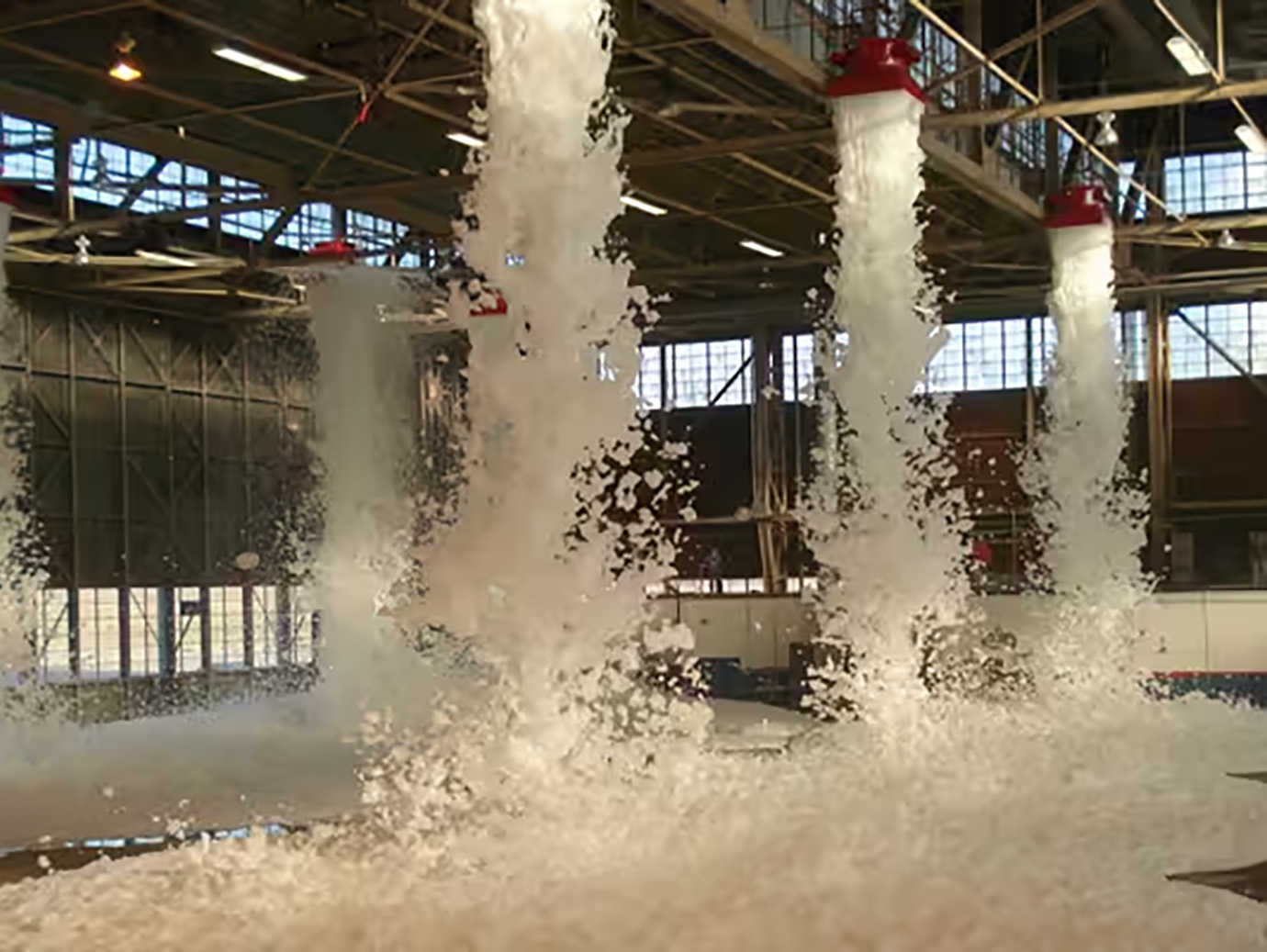 High expansion foam system being used in a storage facility