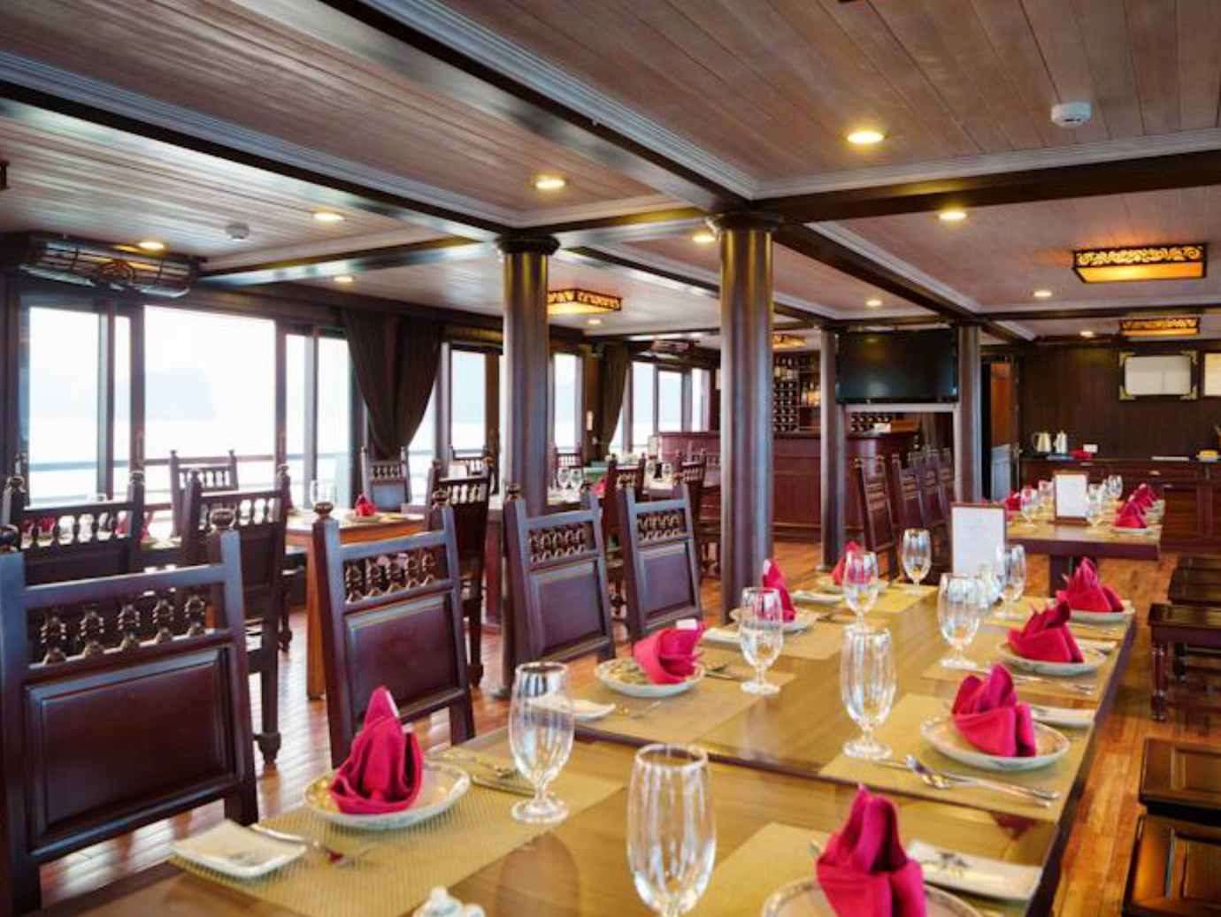 table laid inside a restaurant