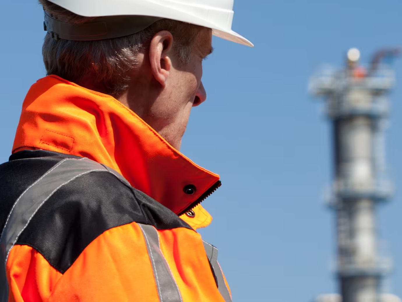 Petrochemical inspector with industry.