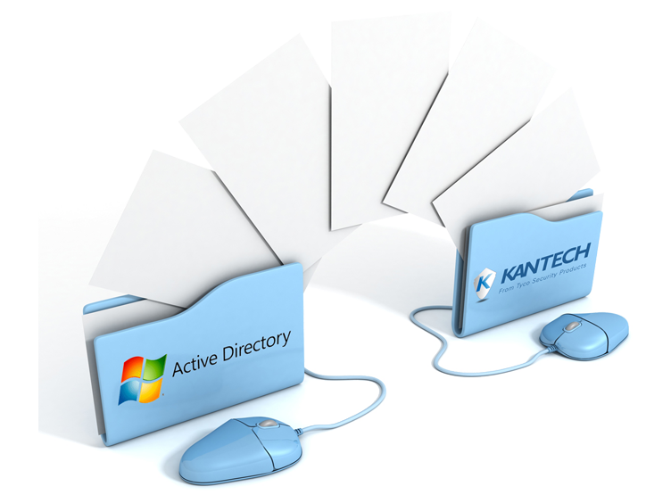Two computer file icons depicting Kantech and Microsoft's actice directory integration