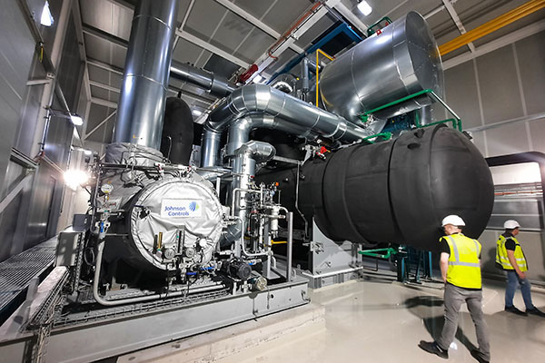 A Johnson Controls large-scale heat pump used for district heating in southern Germany.