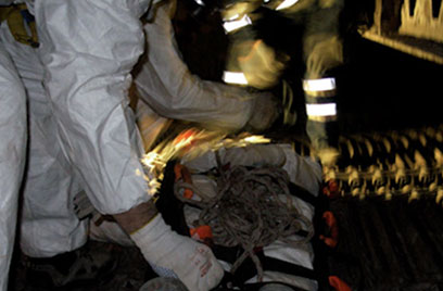 rescue team preparing equipment