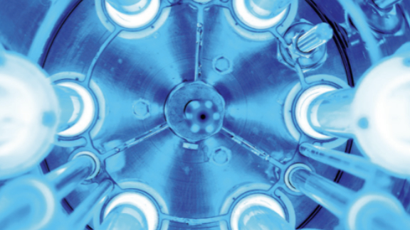 A set of LED lights in an operating room