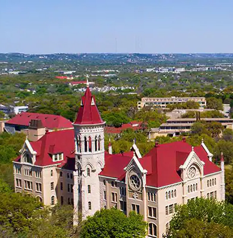 Aerial view of St Edward's University in Austin, Texas